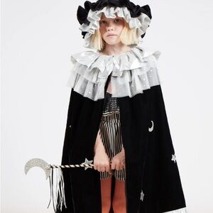 Meri meri witch costume set -Starry Cape with Ruffled Collar, Hat and moon wand